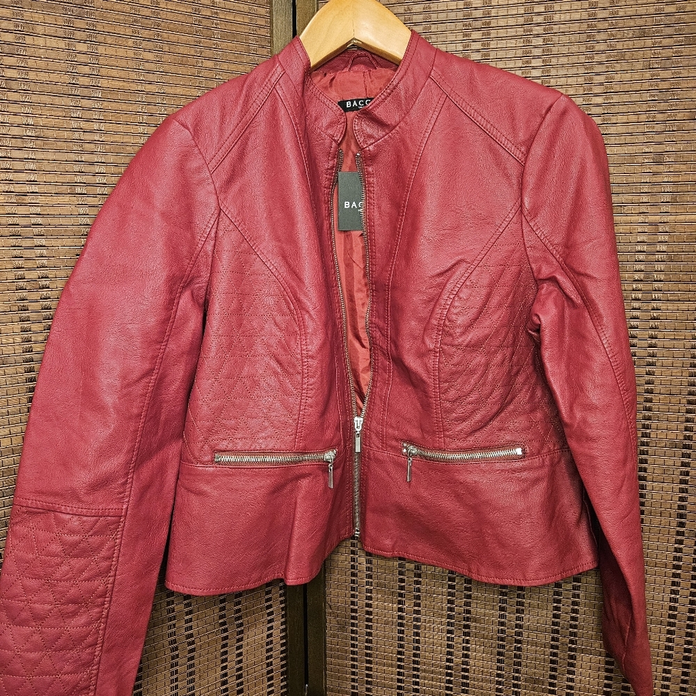 Baccini Faux Leather RED Jacket Size PXL NWT Petite X-Large
